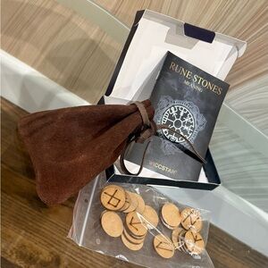 Rune Stones Set with Brown Suede Pouch